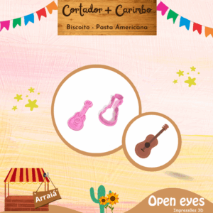 Cortador + Carimbo de Biscoito/Massa - Violão/Festa Caipira