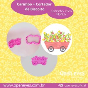 Carimbo + Cortador de Biscoito/Massa - Carrinho com Flores