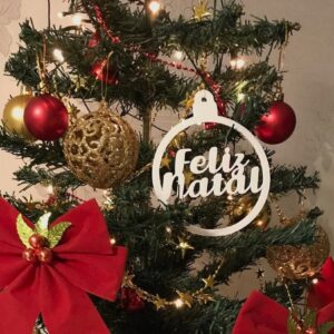 Bolas Decorativas Feliz Natal para Árvore de Natal - 5 unidades