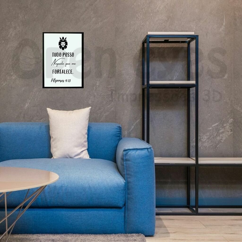 Quadro Decorativo Leão Tudo Posso - Acetato com Moldura - Imagem 3