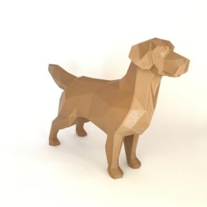Escultura para Decoração - Cachorro Low Poly - Raça Golden Retriever