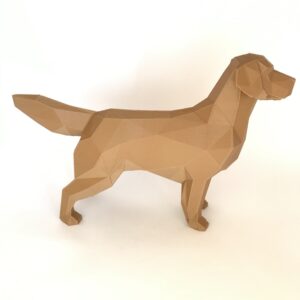 Escultura para Decoração – Cachorro Low Poly – Raça Golden Retriever