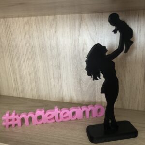 KIT Escultura de mesa (Mãe e filho) + Letreiro Mãe (# Te amo)
