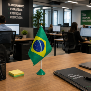 Bandeira de Mesa do Brasil com Suporte